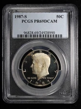 1987-S Proof Kennedy Half Dollar 50C PCGS PR69DCAM