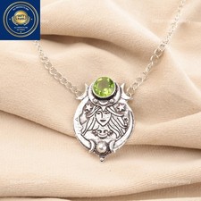 925 Sterling Silver Natural Peridot Birthday Trendy August Wife Pendant Jewelry