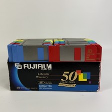 FUJIFILM 3.5" Floppy Disks 1.44MB 2HD IBM Formatted 50 Color Pack / Open Box