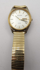 Mens Elgin Wrist Watch with stretch band gold tone