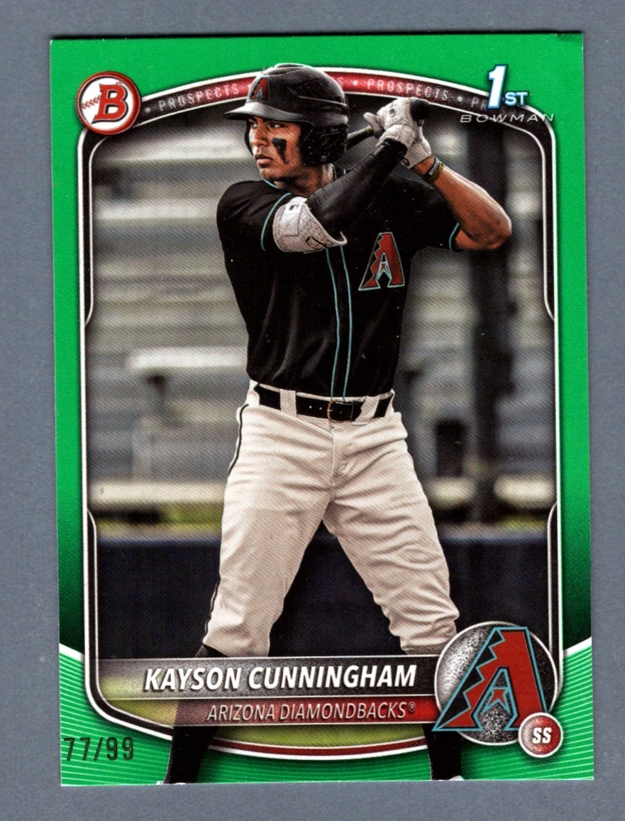 Kayson Cunningham 2025 Bowman Chrome Draft 1st Green Border Paper RC #77/99