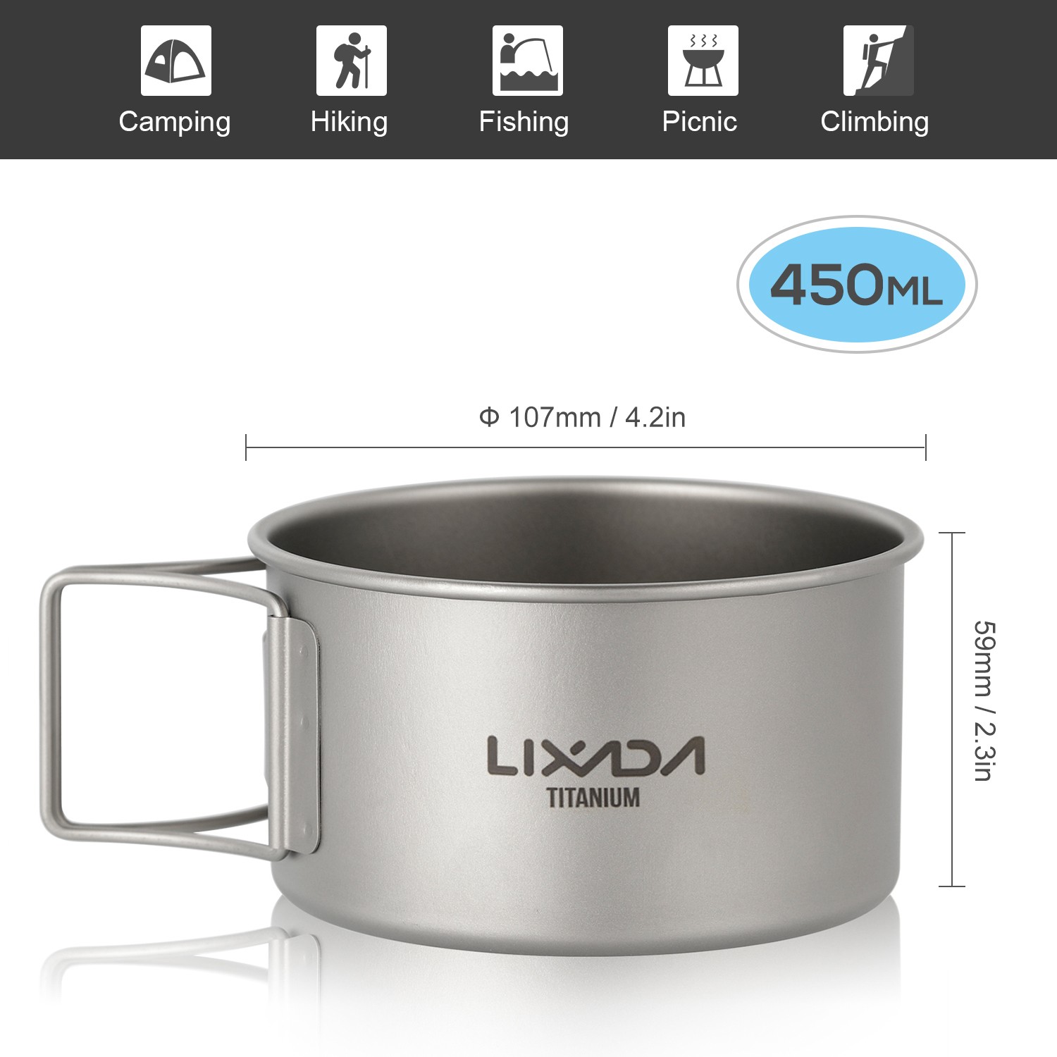 Lixada Bowl With Folding Handles Dinner Food Container For Outdoor