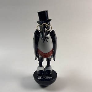 VINTAGE RARE OLD CROW WHISKEY ROLY POLY BLACK BIRD WOBBLER ADVERTISING FIGURINE