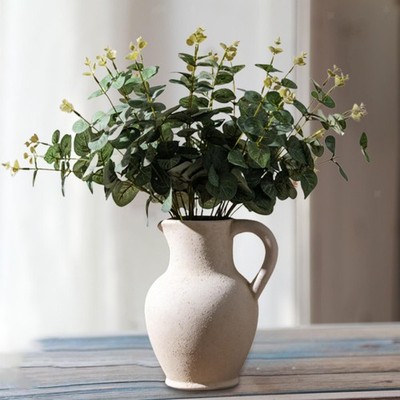 Keramik Vase im Vintage Stil, Blumenkomposition für die Küche,