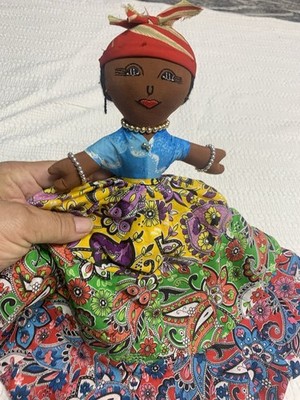 Topsy Turvy Two Dolls In One Ethnic Folk African Dolls Embroidered Faces Flip