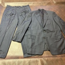 Hickey Freeman Made In USA 100 Wool 2 Pc Canterbury Suit 42L Jacket 36x31 Pants