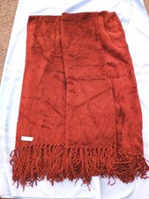 Restoration Hardware Rust Color Fringed Throw Blanket 50x72 Cotton/Nylon