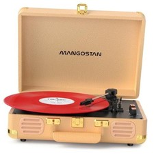 Bluetooth Record Player, 3-Speed Portable Turntable  3-speed playback, Gold