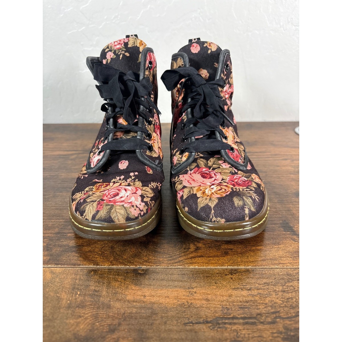 Dr. Martens Shoreditch Floral Canvas High Top Boots Womens 7 Black AW004 SK 6 N View 3