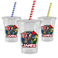 Roblox Personalized Party Cups 16 oz -Set of 12 Birthday Cups with Lids & Straws