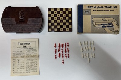 Vintage Lowe Travel Chess Set Original Box & Rules 