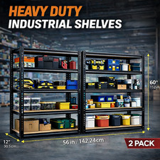 Storage Shelving HEAVY DUTY Rack 5 Tier 60 Inch 2 PACK Adjustable Garage Steel