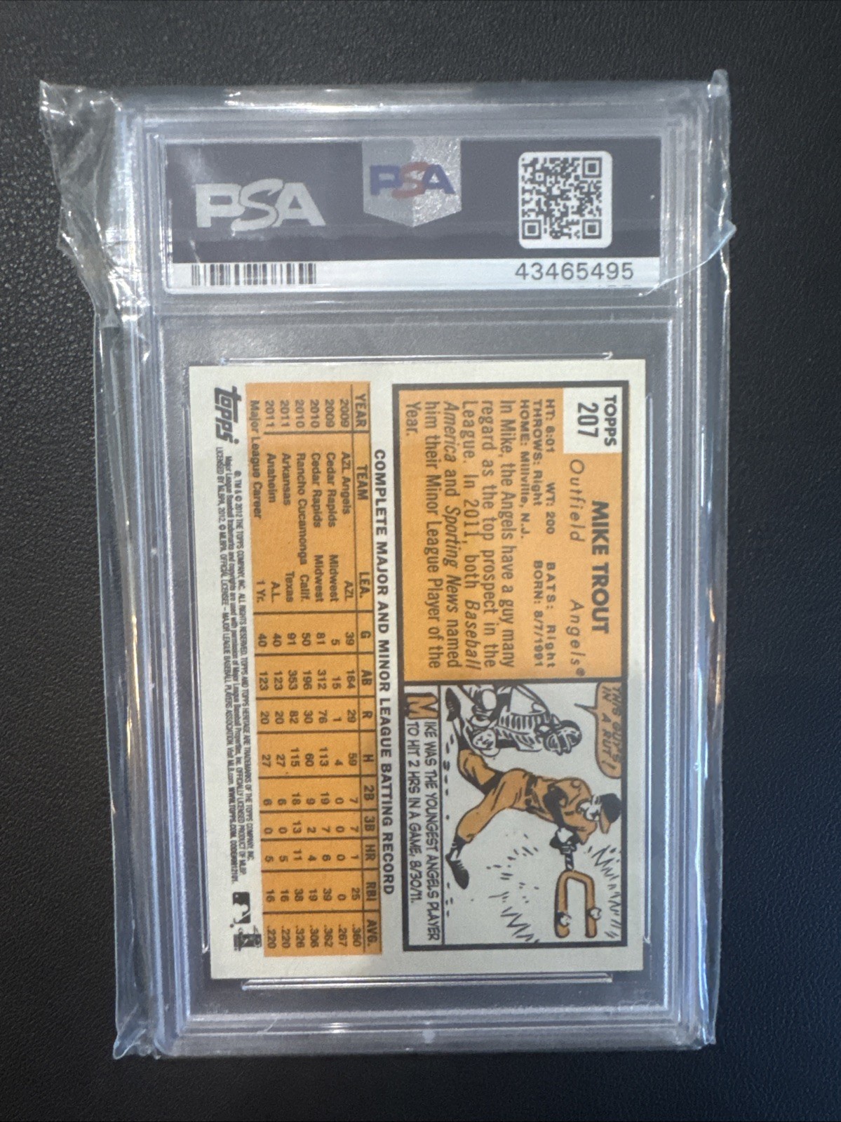 2012 Topps Heritage Mike Trout #207 PSA 8 view 2
