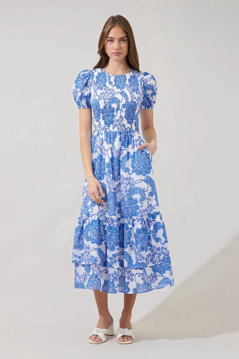 airy blue bridesmaid dresses Kyra Midi Dress Blue Iris main image 1