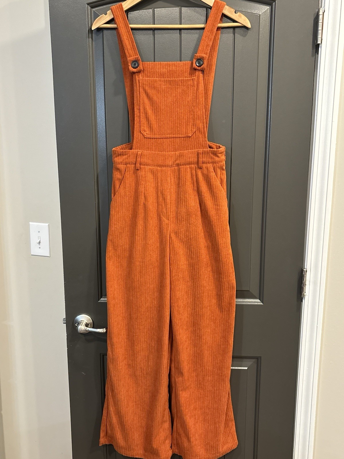 Vintage Y2K Cider Women’s Size XS Corduroy Wide Leg Jumpsuit Overalls In Orange