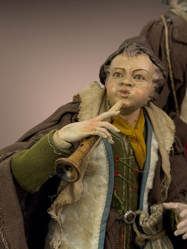 Coppia Zampognari 31/38 cm Presepe Arte Presepiale Pastore Meraviglia - Foto 18 di 22