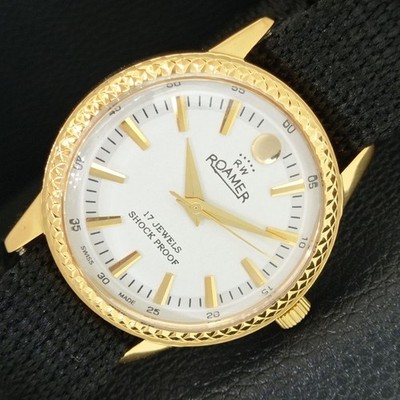 HANDAUFZUG SCHWEIZER HERREN REFURBISHED VINTAGE WEISSES ZIFFERBLATT UHR a707354-2