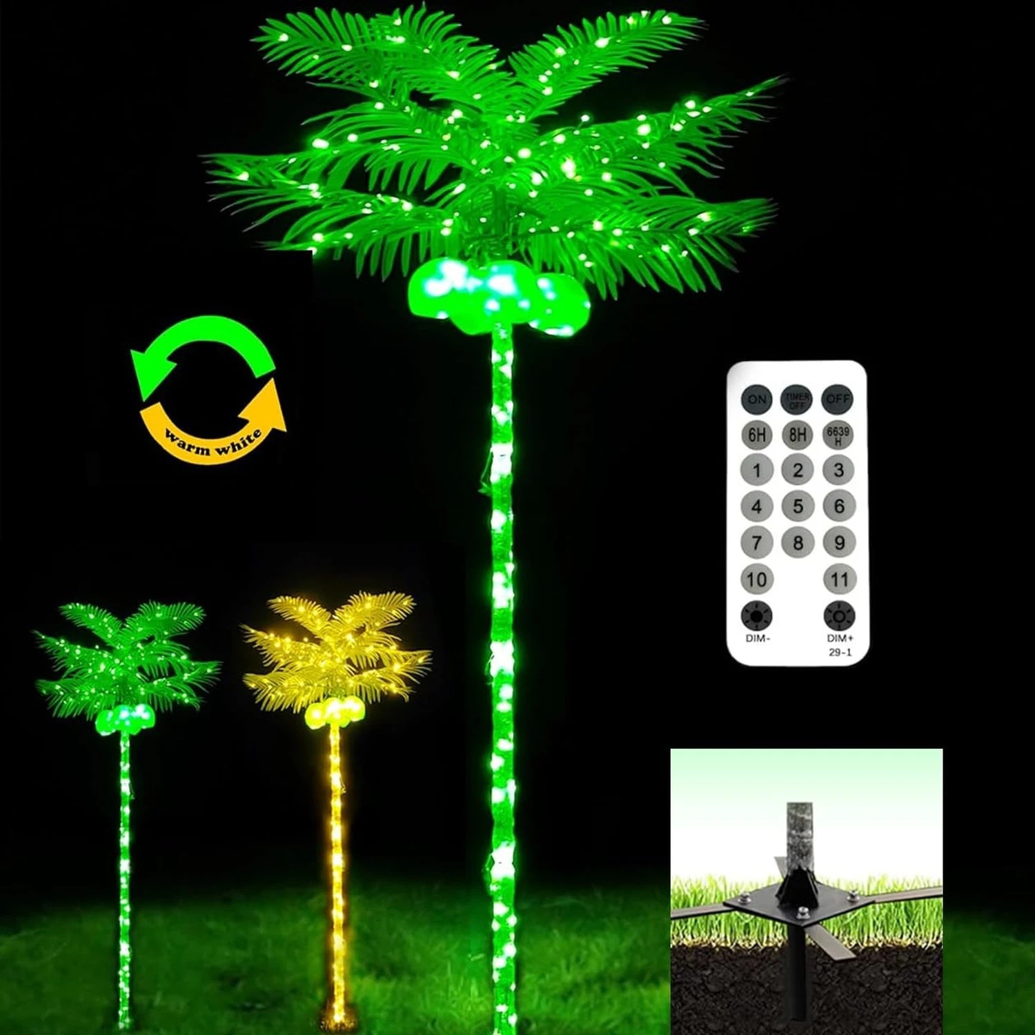 Palm Trees Decor for Outside Patio, 7.2Ft Lighting Artificial Palm Tree, Outd...