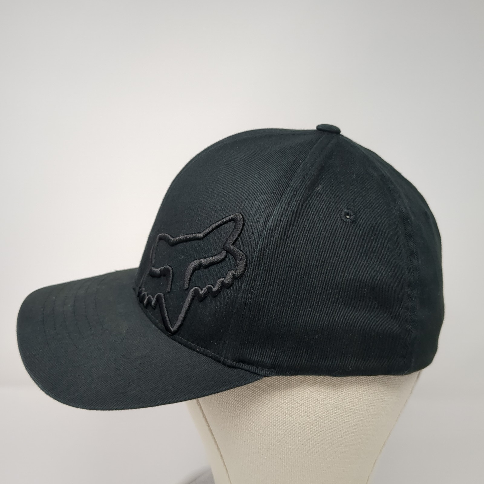 Fox Fitted Baseball Hat Solid Black Medium Embroi… - image 3