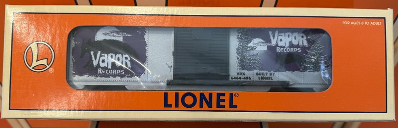 (2)Lionel Cars 6464 Vapor Records #29218 & Aviation Flatcar w/Helicopter #16968