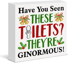 Funny Christmas Sign Bathroom Decor Have You Seen These Toilets Wood Block Sign