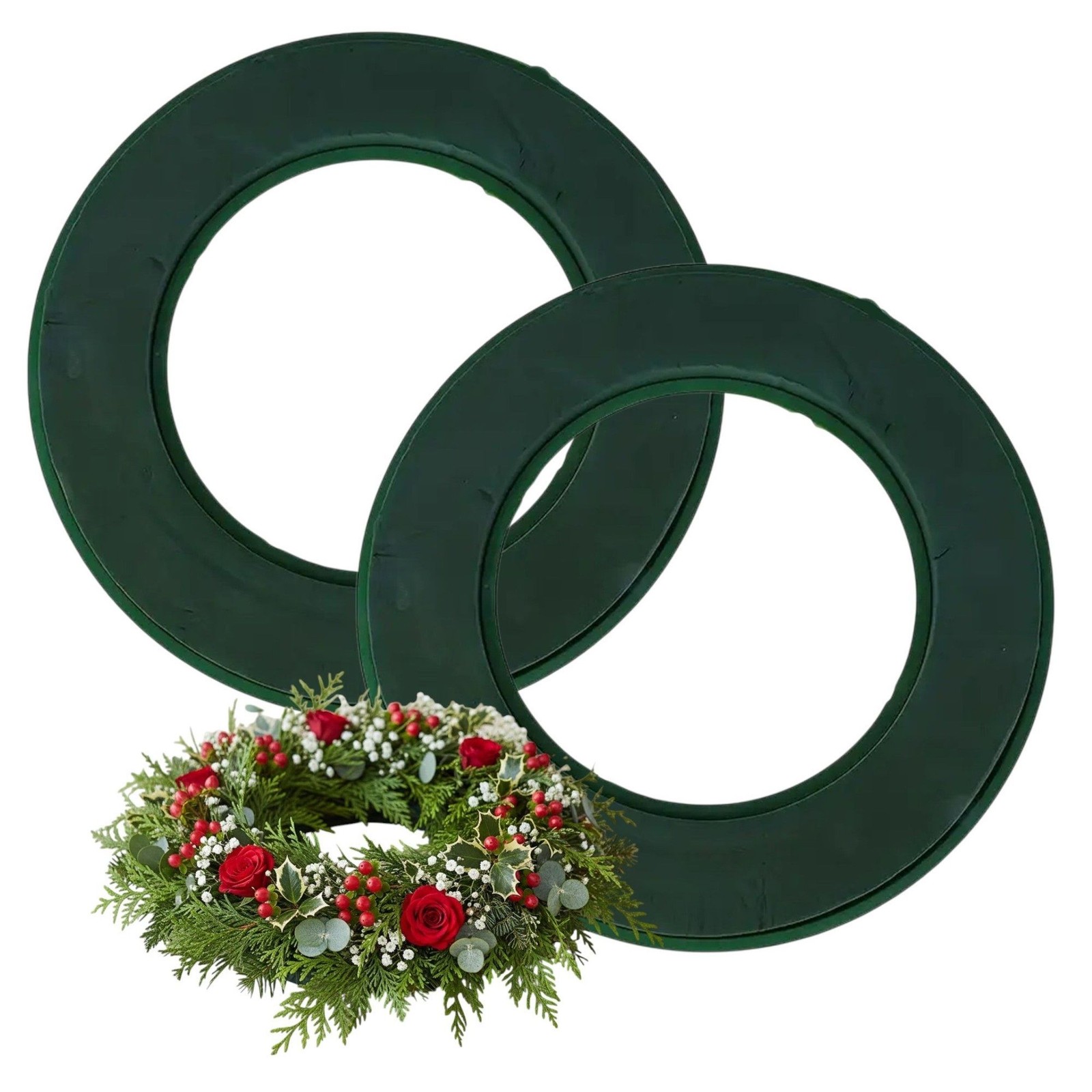 2 x 10 Inch Floral Foam Wreath Ring Wet Foam Flower Arranging Christmas Wreath - Image 2