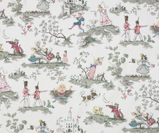 COVINGTON OVER THE MOON WHITE NURSERY RHYMES TOILE MULTIUSE FABRIC BY YARD 54"W