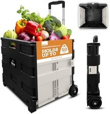 Ultra-Slim Rolling Collapsible Storage Pack-N-Roll Utility-carts With Telescopic