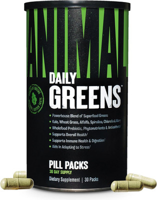Daily Greens Pill Packs - Kale, Wheat Grass, Alfalfa & More - Convenient Prebiot
