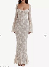 House of CB Delilah Vintage Cream Lace Maxi Dress Size L/12