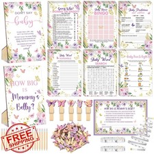 Funnymoom 426pc Butterfly Baby Shower Games Set, 8 Games Included