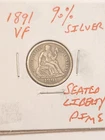 1891 VF 90% SILVER SEATED LIBERTY DIME