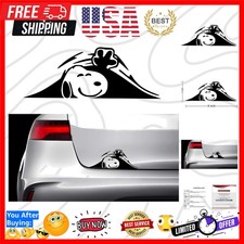 Cute Dog Peeking Car Decal, Black Vinyl Sticker, 8 x 3 inches