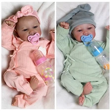 Realistic Baby Twins Reborn Dolls Vinyl Silicone Lifelike Newborn Girl Boy Dolls