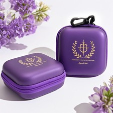 Purple Rosary Case with Zipper & Clip Hard Sh...