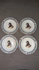 4 Folkcraft "CEDAR VALLEY STABLES" 7 7/8" Salad Plates 2001 Stoneware 