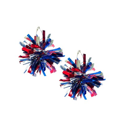 American Flag Earrings Independence Day Patriotic Feather Tassel Star Leather Ea
