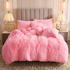Faux Fur Velvet Fluffy Bedding Duvet Cover Set Down Comforter Quilt Cover wit...