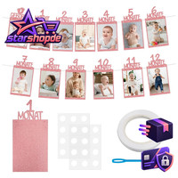 Foto Banner 1. Geburtstag Fotogirlande Kraftpapier RoséGold FüR Jungen 13 StüCk