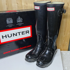 Hunter Original Tall Black Gloss Wellies UK Size 4 Wellington Boots & Box