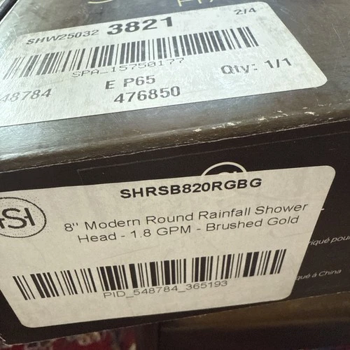 signature hardware 8" modern round rainfall shower head 1.8 gpm brushed gold - Picture 2 of 5