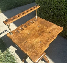 Vintage Wood Smoking Stand Table 28" H x 14" W x 11.5" D with Pipe Rack Shelf