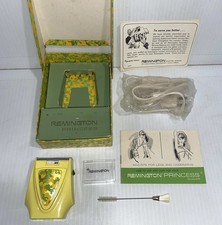 Vintage Remington Princess Electric Shaver Razor Yellow, Complete, Works