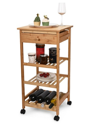 #ad Kitchen Cart with Drawer and Basket Brown Kitchen Cart Island for Small Spa... $97.39