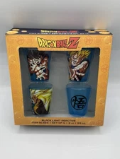 Dragon Ball Z Set Of 4 Goku Super Saiyan Shot Glasses 2oz Black Light Reactive
