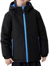 PAMLULU Boys Winter Coat Waterproof Fleece Ski Jacket Hooded Kids 5-6Y Black