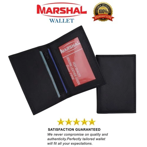 Slim Thin Mens Genuine Leather Bifold ID Window Wallet Credit Card Holder Black