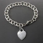 Tiffany & Co 925 Sterling Silver Engravable Heart Tag Link Bracelet 7 1/4"