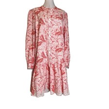 Michael Kors Embroidered Dress Size XL Flamenco Coral Palm Beach Loose Fit NWT