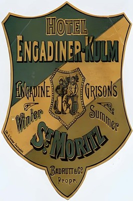 Hotel Engadiner Kulm St. Moritz Poster   1920s Retro Travel Decor 24x36  -